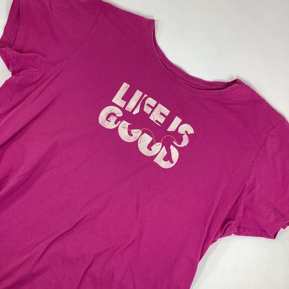 Life Is Good Cat TShirt Womens XXL Short Sleeve Pink Crusher Classic - Picture 1 of 7